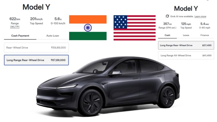 Tesla Model Y Price Comparison India vs USA