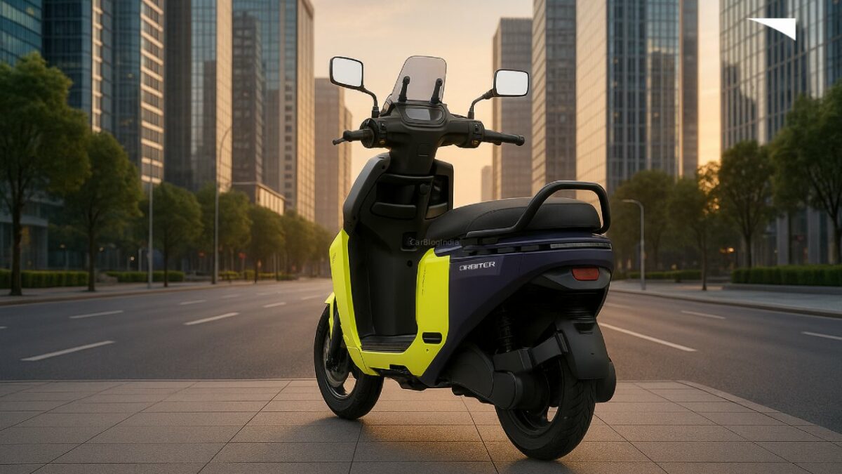 TVS Orbiter Rear Three Quarters CarBlogIndia Image with Background