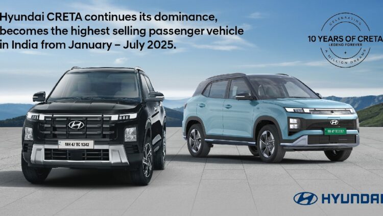 Hyundai Creta Highest-Selling Car in India from January to July 2025
