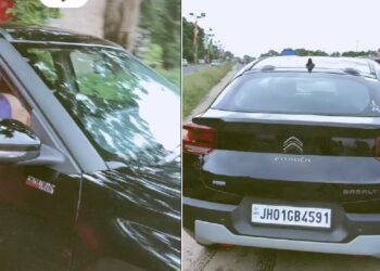 MS Dhoni Drives Citroen Basalt Dark Edition