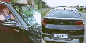MS Dhoni Drives Citroen Basalt Dark Edition