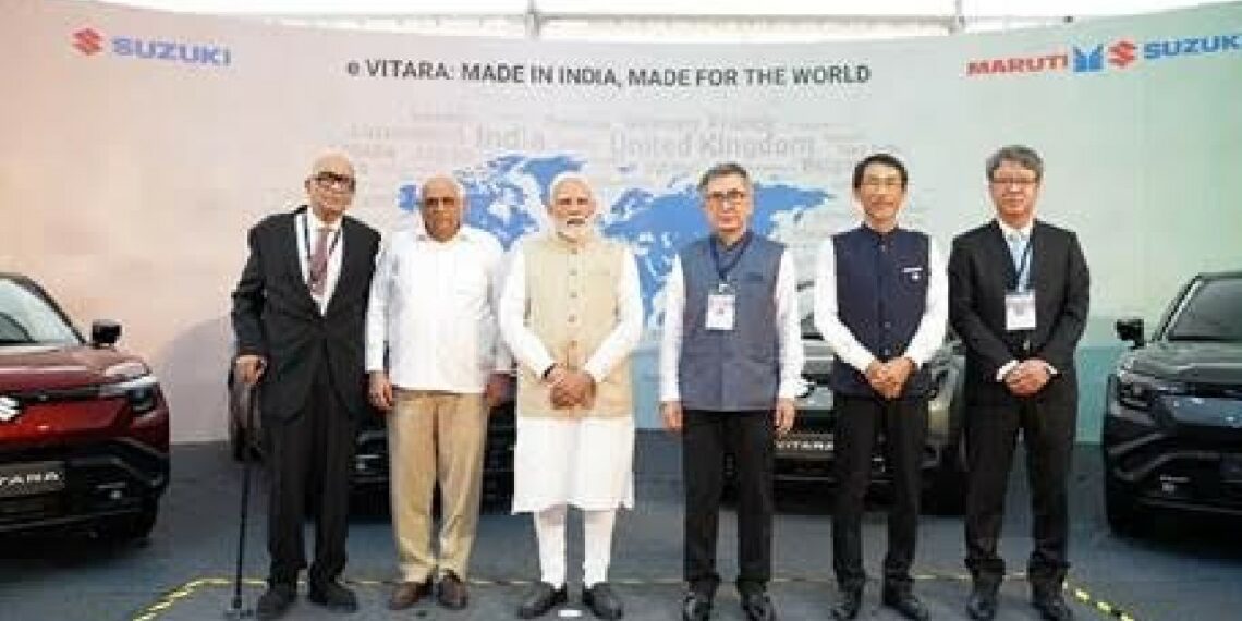 PM Modi Commemorates Maruti e Vitara Production