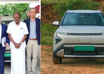 Union Heavy Industries and Steel Minister H.D. Kumaraswamy Tests Kia Carens Clavis EV