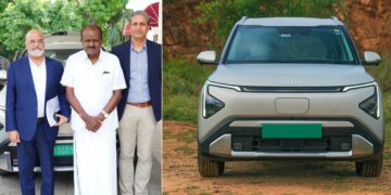 Union Heavy Industries and Steel Minister H.D. Kumaraswamy Tests Kia Carens Clavis EV