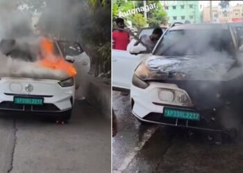 EV Catches Fire in Vijayawada