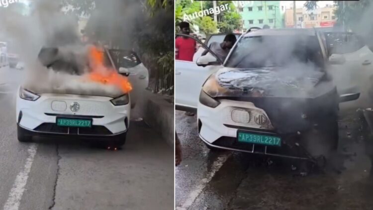 EV Catches Fire in Vijayawada