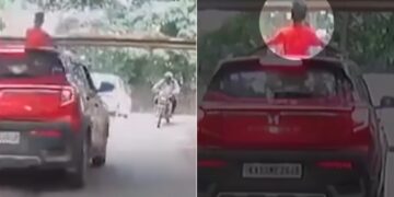 Kid Hits Head on Iron Barrier While Standing Out of Sunroof of Car