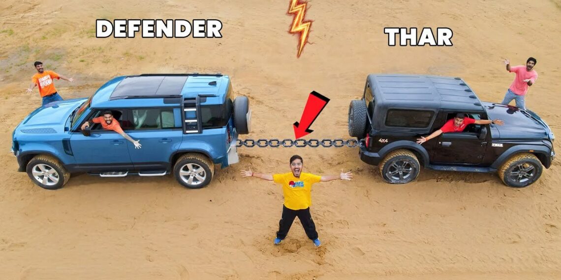 Land Rover Defender vs Mahindra Thar Tug of War