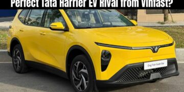 Vinfast lime green mpv tata harrier ev rival