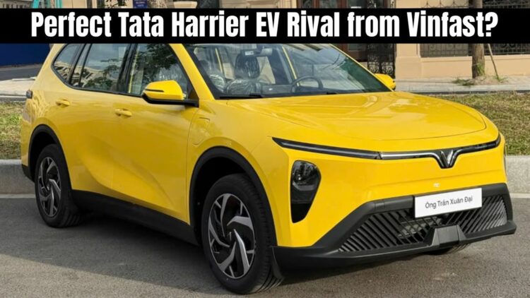 Vinfast lime green mpv tata harrier ev rival