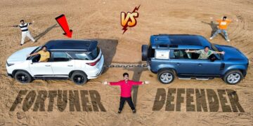 Toyota Fortuner vs Land Rover Defender Tug of War