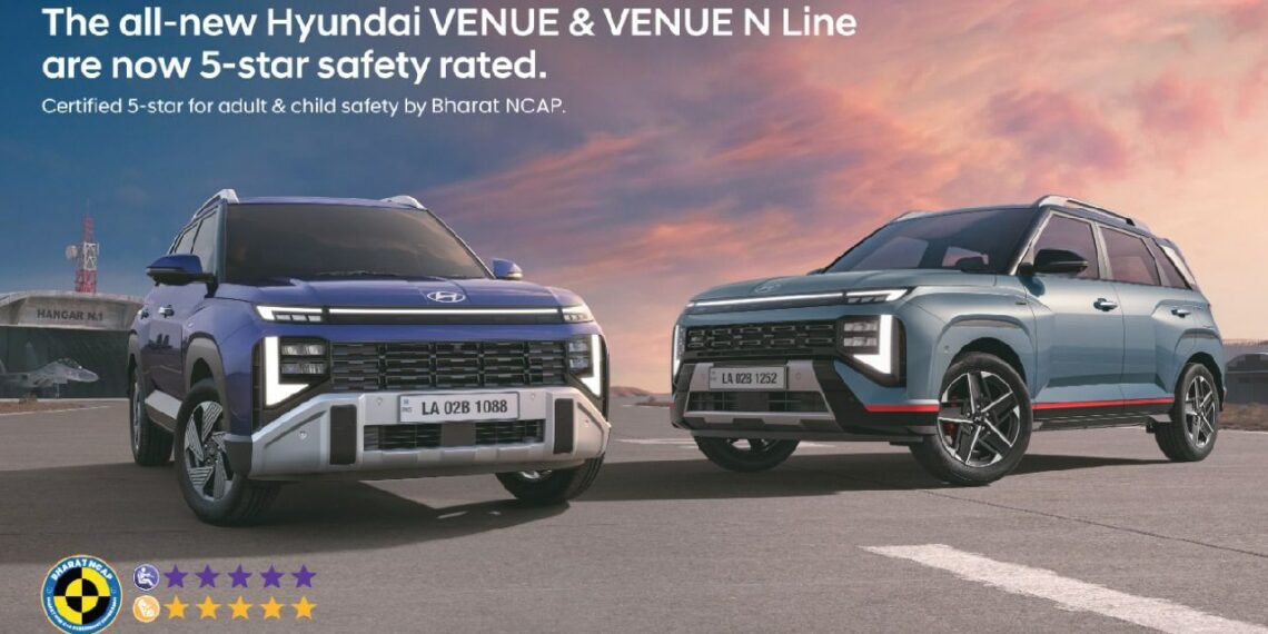 Hyundai Venue and Venue N-Line Score 5 Stars at Bharat NCAP