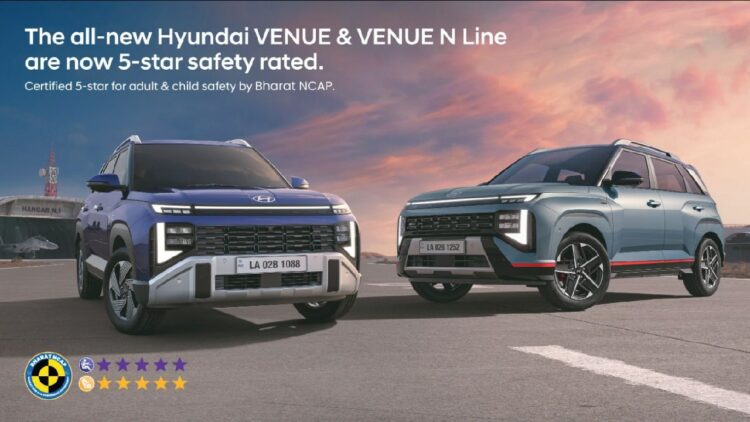 Hyundai Venue and Venue N-Line Score 5 Stars at Bharat NCAP