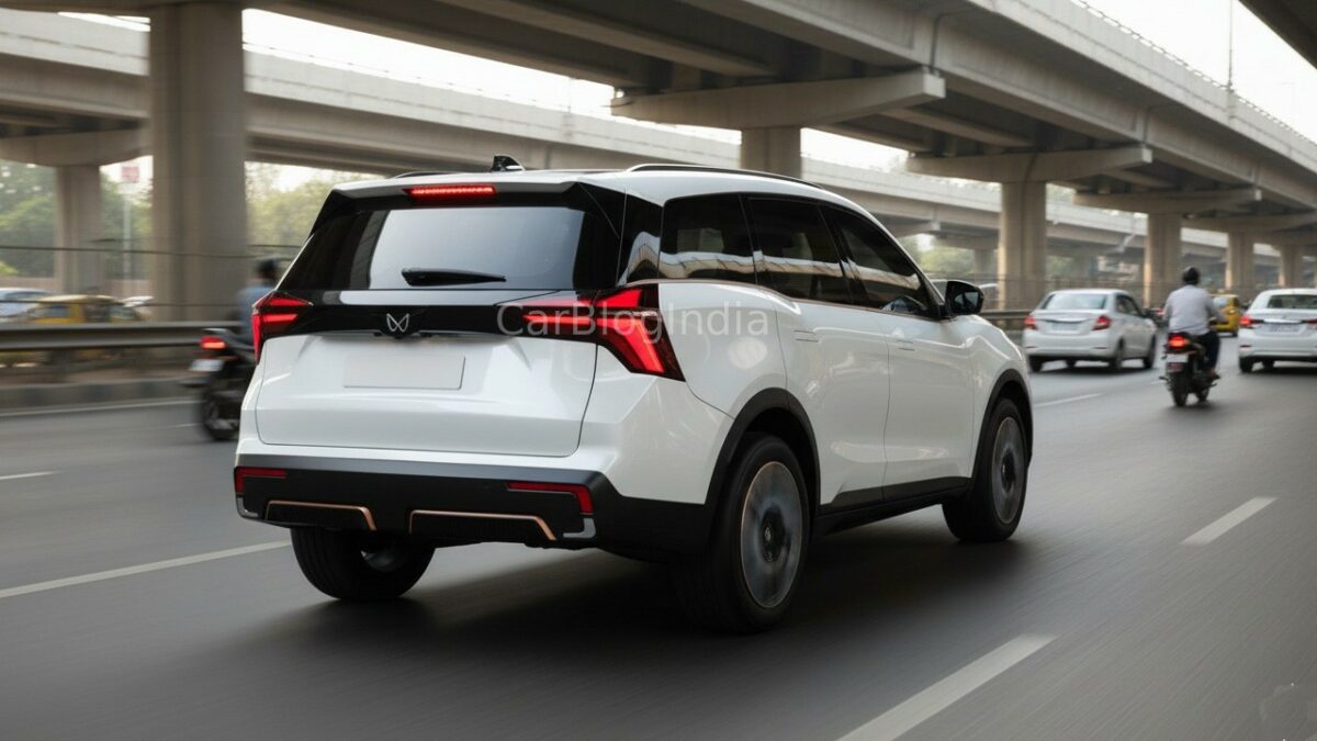 Mahindra XEV 9S Rendering Rear Three Quarters