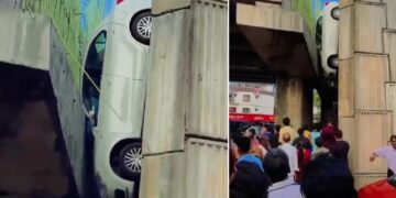 Maruti Dzire Falls Off Bridge in Kerala