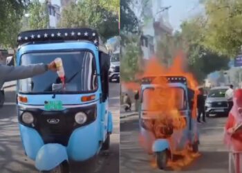 Electric Rickshaw Driver Sets EV on Fire Over Range Issues