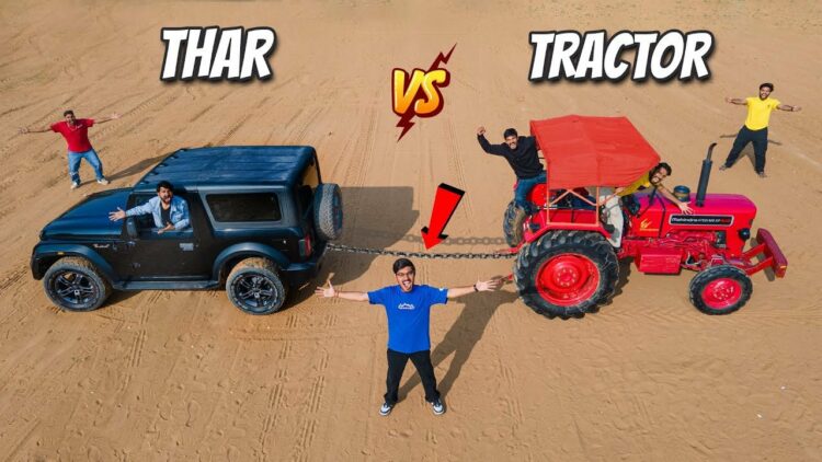 Mahindra Thar 4x4 vs Tractor Power Test