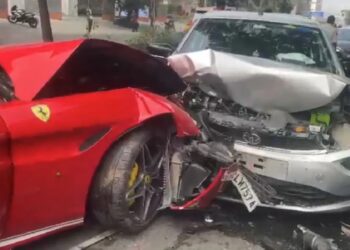 Ferrari Rams Into Tata Altroz Inuring 3 in Hyderabad