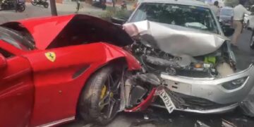 Ferrari Rams Into Tata Altroz Inuring 3 in Hyderabad