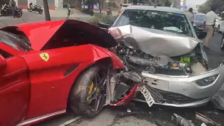 Inuring Ferrari Rams Into Tata Altroz Inuring 3 in Hyderabad