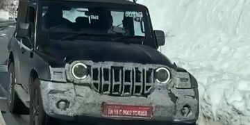 Mahindra Thar 3-door Facelift Seen Testing in Snow