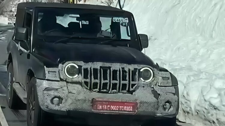 Mahindra Thar 3-door Facelift Seen Testing in Snow