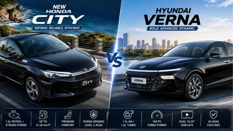 New Honda City vs Hyundai Verna - Specs, Features, Price Comparison
