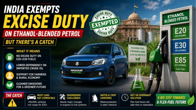 India Exempts Excise Duty on Ethanol-Blended Petrol