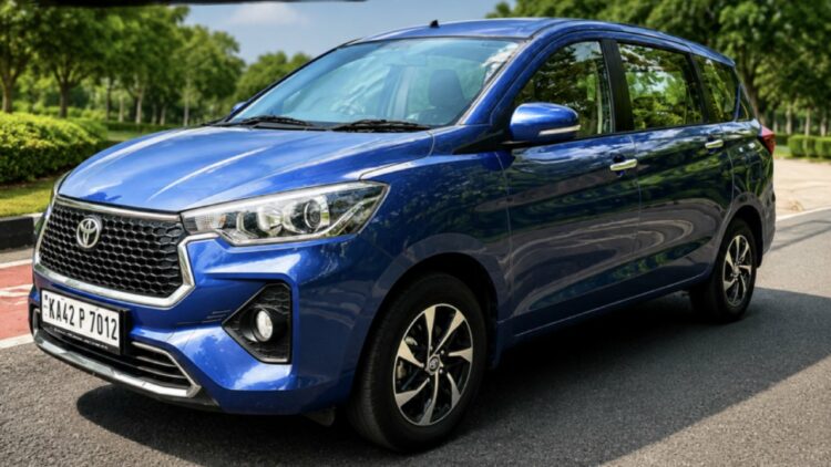 Toyota Rumion Long Term Review Front THree Quarters Blue Colour
