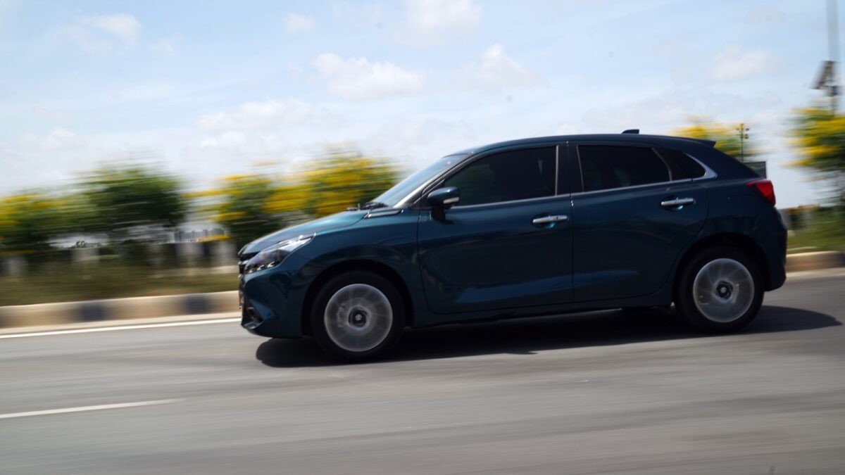 2026 Maruti Suzuki Baleno Side Profile Action Shot