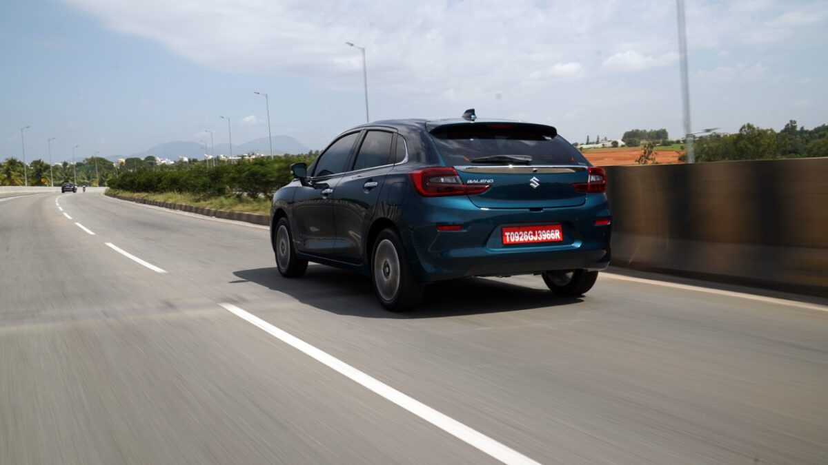 2026 Maruti Suzuki Baleno facelift rear three quarters