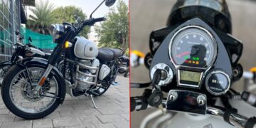 Royal Enfield Classic 350 Signature White Front Three Quarters Instrument Cluster