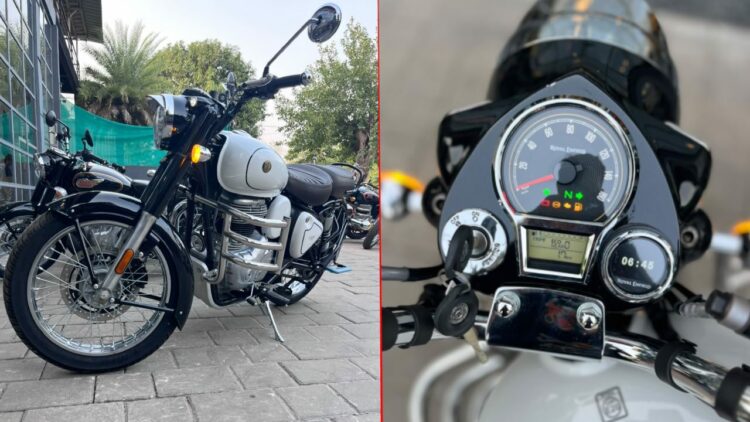 Royal Enfield Classic 350 Signature White Front Three Quarters Instrument Cluster