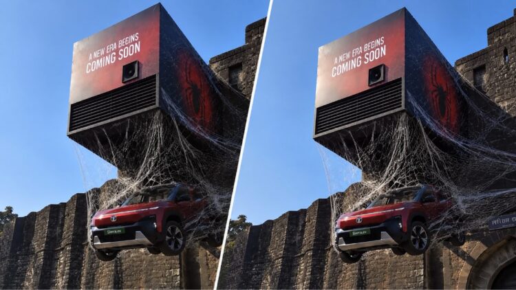 Tata Sierra EV Seen Hanging From Rooftop